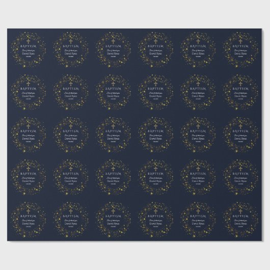 Fantasievolle Gouden Sterrennacht Jongensdoop Cadeaupapier (Vlak)