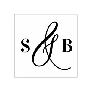 Fantasievolle kalligrafie ampersand trouwmonogram 	rubberstempel