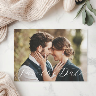 Fantasievolle kalligrafie foto trouw save the date