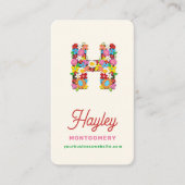 Fantasievolle Lente Bloemige H Monogram Naam Creat Visitekaartje (Voorkant)