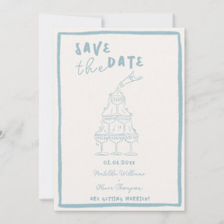Fantasievolle Misty Blue Save The Date Uitnodiging