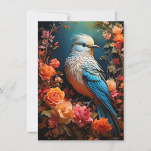 Fantasievolle Natuur Blauwe Vogel Kaart