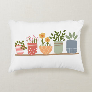 Fantasievolle Potted Bloemen Tuinliefhebber Accent Kussen