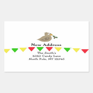 Fantasievolle vogel nieuw adres rechthoekige sticker