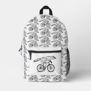 Fantasievolle Vos op Fiets Kunstprint Bedrukte Rugzak