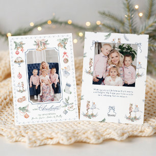 Fantasievolle Watercolor Kerst Elementen Foto Feestdagenkaart