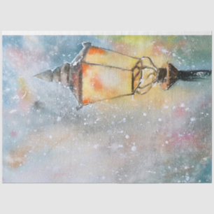 Fantasievolle Watercolor Sneeuw Nacht Lamp Kerstmi Tissuepapier