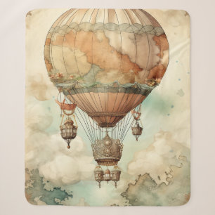Fantasievolle Wereldbol Hete Luchtballon Antiek Te Sherpa Deken