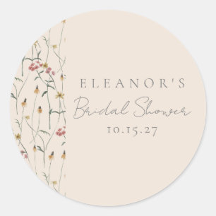 Fantasievolle Wilde Bloem Florale Aangepaste Bruil Ronde Sticker