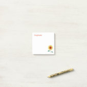 Fantasiezonnebloem met eigen naam post-it® notes (Op bureau)