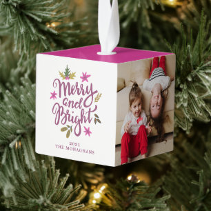 Fantasionornament met vier of drie foto's kubus ornament
