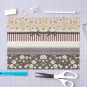 Fantasiroze rozen florale  franse kant tissuepapier (Craft)