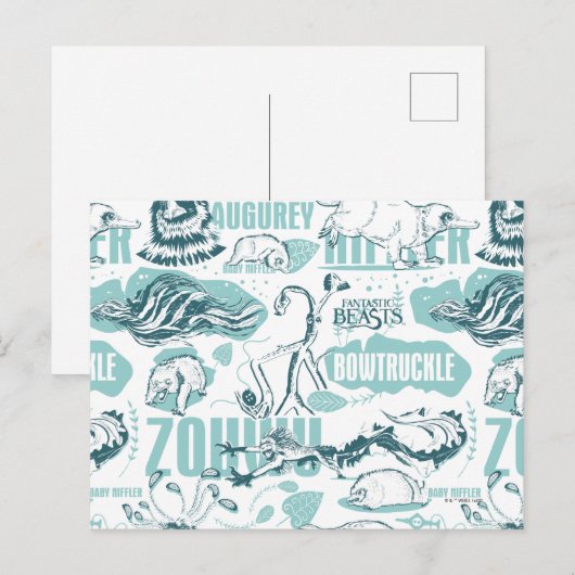 Fantastic Beasts Blue Pattern Briefkaart (Voorkant / Achterkant)