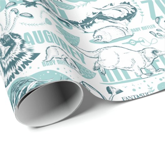 Fantastic Beasts Blue Pattern Cadeaupapier (Rol Hoek)