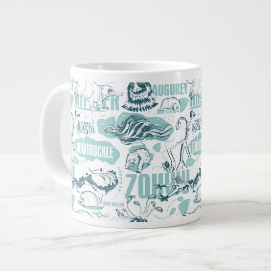 Fantastic Beasts Blue Pattern Extra Grote Beker (Voorkant links)