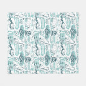 Fantastic Beasts Blue Pattern Fleece Deken (Voorkant (Horizontaal))