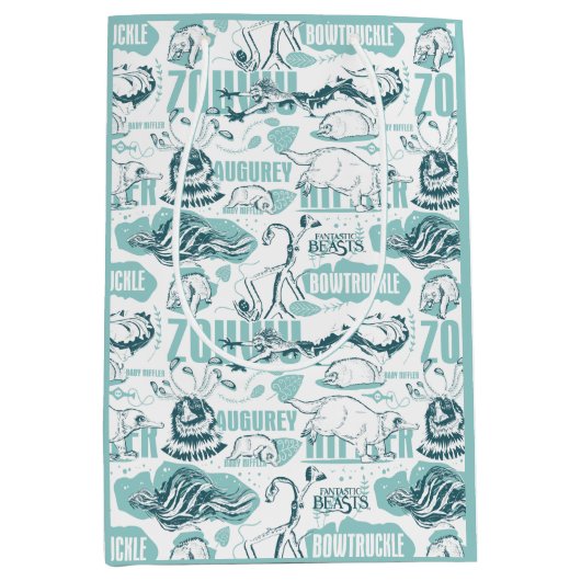 Fantastic Beasts Blue Pattern Medium Cadeauzakje (Voorkant)