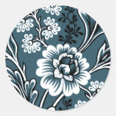 Fantastic Flowers (Slate Teal) Fine Art Ronde Sticker (Voorkant)
