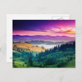 Fantastic Morning Mountain Landscape. Overcast Briefkaart (Voorkant / Achterkant)