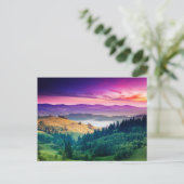 Fantastic Morning Mountain Landscape. Overcast Briefkaart (Staand voorkant)