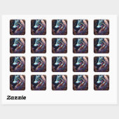 Fantastical Starry Wolf Vierkante Sticker (Vel)