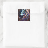 Fantastical Starry Wolf Vierkante Sticker (Tas)