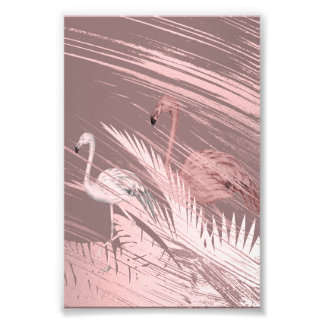 Fantastieke Roze Flamingo Poster in Tropisch Woud