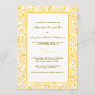 Fantastique Faire-part de mariage jaune floral