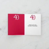 Fantastisch 40 zwart wit rood Bedankt Note Kaart (Binnen)