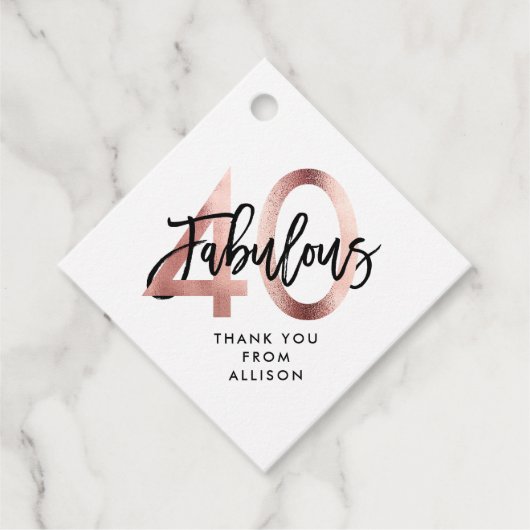 Fantastisch 40e | Modern Elegant Roos Goud Verjaar Bedankjes Labels (Voorkant)