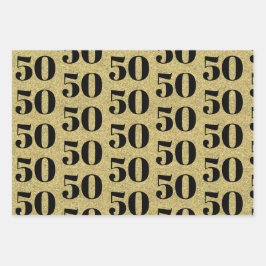 Fantastisch 50ste verjaardag goud inpakpapier vel