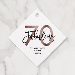 Fantastisch 70e   Modern Elegant Roos Goud Verjaar Bedankjes Labels