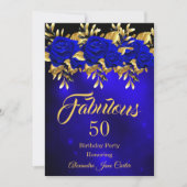 Fantastisch Brontday Blue Roos Gold Kaart (Voorkant)