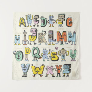 Fantastisch Funny Alphabet. Wacky Doodle Letters D Wandkleed