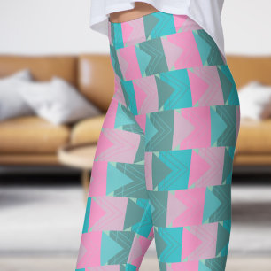 Fantastisch groen Blauwgroen en roze pijlpatroon Leggings