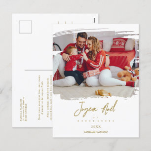 Fantastisch kerstfeest Gold Snowflakes Foto Feestdagenkaart