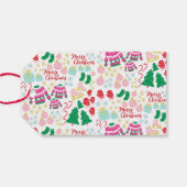 Fantastisch kerstpatroon cadeaulabel (Achterkant Horizontaal)