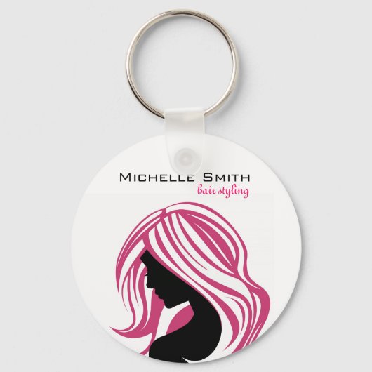 Fantastisch meisje met roze haar Hairstyling-merk Sleutelhanger (Voorkant)