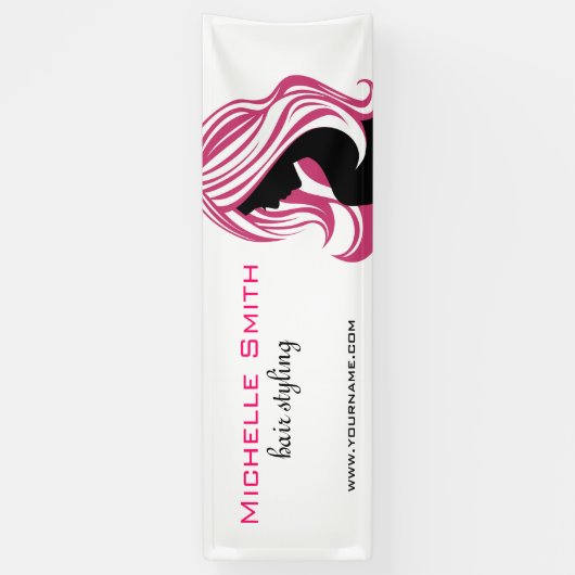 Fantastisch meisje met roze haar Hairstyling-merk Spandoek (Verticaal)