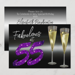 Fantastisch op 55 Paarse Glitter Elegant Feest Kaart