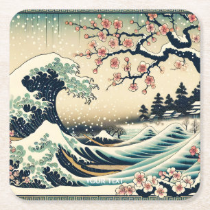 Fantastisch Schattige traditioneel Japans landscha Vierkante Kartonnen Onderzetter