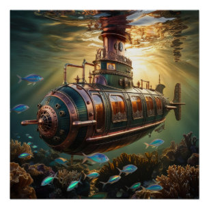 Fantastisch Steampunk Submariner Vaartuig Perfect Poster