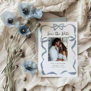 Fantastisch Stofblauw Lint Save the Date