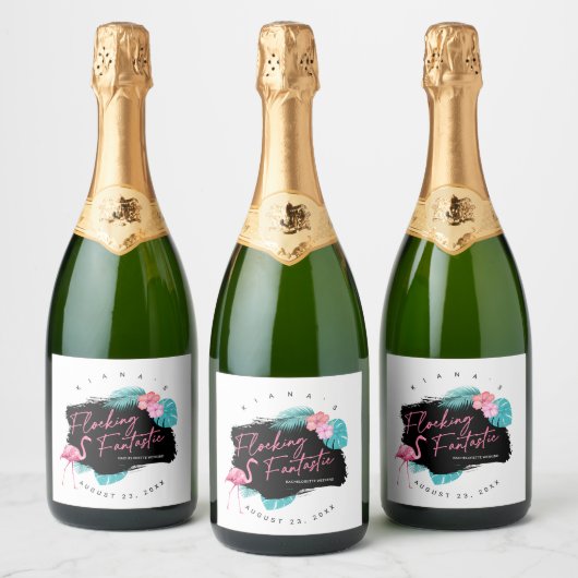 Fantastisch V2 ID930 Flamingo Bachelorette Sparkling Wijnetiket (Flessen)
