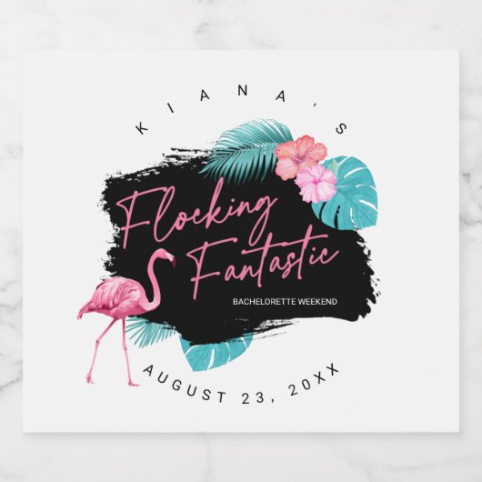 Fantastisch V2 ID930 Flamingo Bachelorette Sparkling Wijnetiket (Enkel label)
