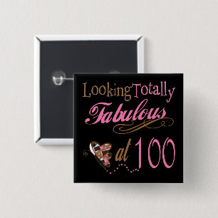 Fantastisch van 100 jaar oud vierkante button 5,1 cm