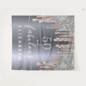 Fantastisch verjaardagsfeest glitter Silver roos G Wandkleed (Voorkant (horizontaal))