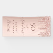 Fantastisch verjaardagsglitter roos goudroze welko spandoek (Horizontaal)