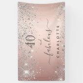 Fantastisch verjaardagsgoud roos zilverglitter spandoek (Verticaal)