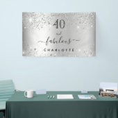Fantastisch verjaardagszilverglitterstofnaam spandoek (Beurs)